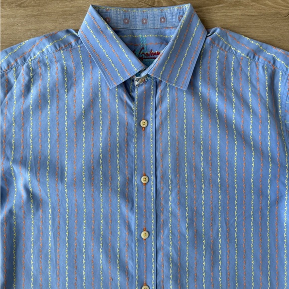 Robert Graham Mens Button Up Sz M Contrast Cuff Long Sleeve Collared‎ - Picture 8 of 12